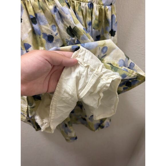 Abercrombie & Fitch Mini Dress Puff Sleeve Floral Cottagecore Small TALL Green - Picture 4 of 5